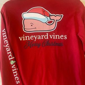 Boys Vineyard Vines Merry Christmas Whale longsleeve tshirt in red